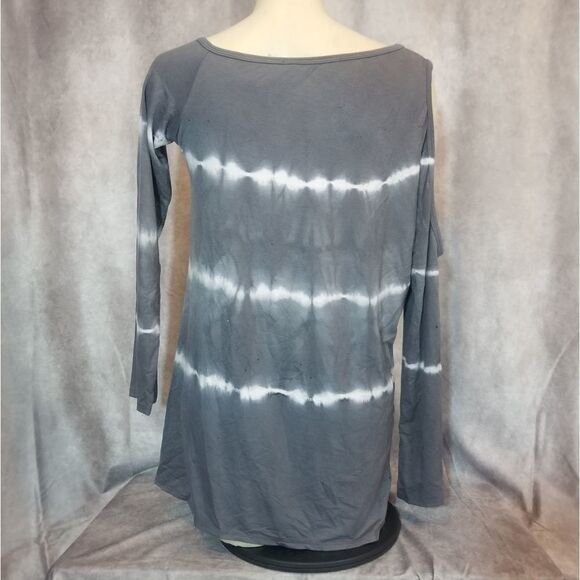 GO Couture Tie Die Cold Shoulder Top Size Large - Picture 3 of 6